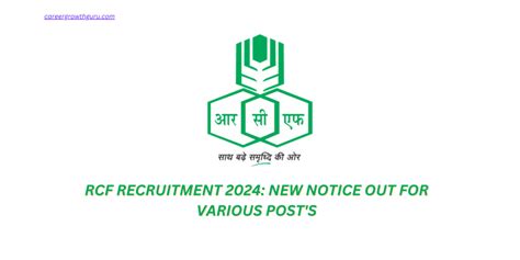 RCF RECRUITMENT 2024 NEW NOTICE OUT FOR VARIOUS POST S