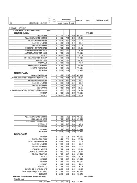 Hoja Excel Para El Calculo De Materiales Pdf