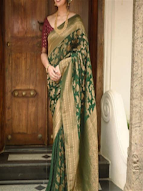 Buy Anjaneya Sarees Floral Woven Design Zari Banarasi Saree Sarees