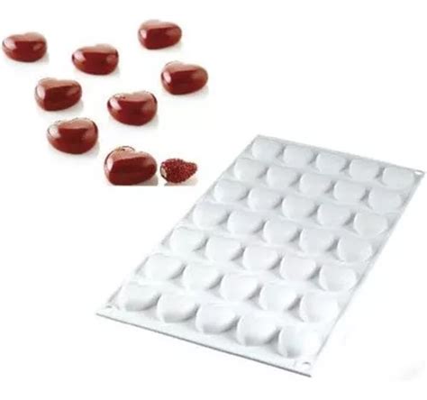 Molde de silicone de 35 corações pequenos pastelaria branca