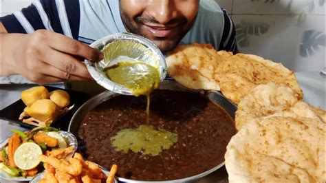 Eating Tasty And Yummy All Time Favourite Chole Bhature With Boondi