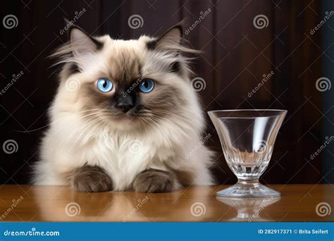 Cute Cat Sitting At The Table Generative Ai Stock Image Image Of