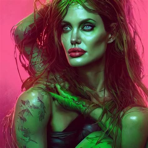 Portrait Of Angelina Jolie As Poison Ivy Intricate Stable Diffusion