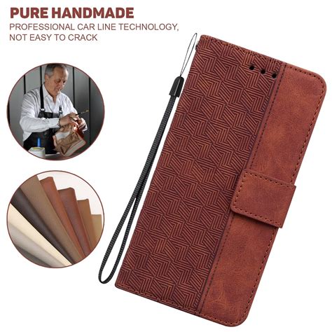 For Infinix Hot Geometric Embossed Leather Phone Case Brown Alexnld