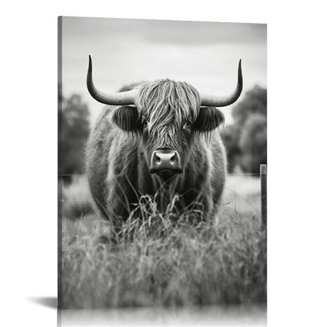 COMIO Western Cowboy Wall Art Highland Cow Print Boots Straw Hat And