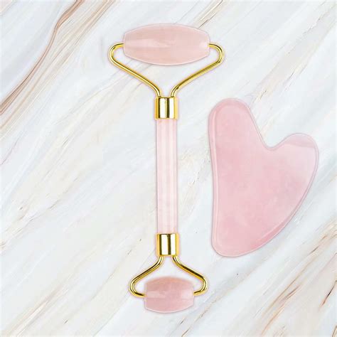 Jade Roller For Face Rose Quartz Gua Sha Massage Facial Rollers Natural