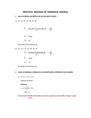 Estadistica MEDIDAS DE TENDENCIA CENTRAL PDF