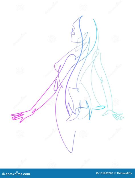 Female Figure Continuous Line Vector Graphic Stock Vector