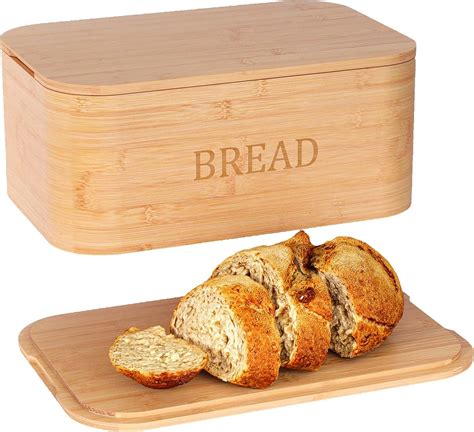 Danfoxer Bamboo Bread Box For Kitchen Countertopcurved Bamboo Bread Boxes With