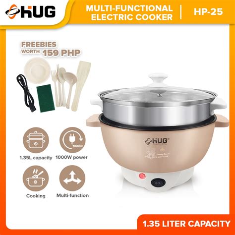 Hug Multifunctional Non Stick Electric Hot Pot Cooker Rice Cooker Frying Pan Wok Hp Shopee
