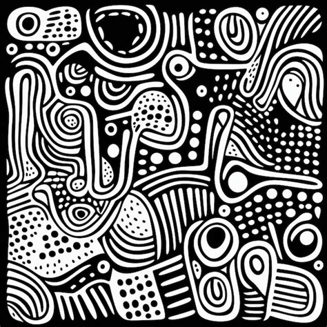 Abstract Black And White Drawing Inspired By Aboriginal Art | Premium ...