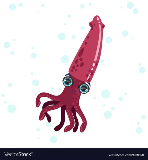 Pink squid drawing Royalty Free Vector Image - VectorStock