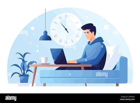 person in bed working on laptop vector flat isolated Stock Vector Image ...