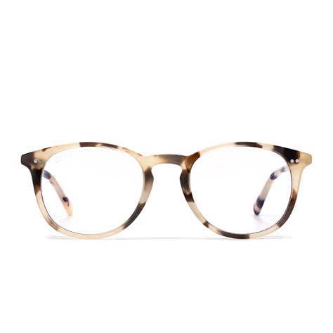 Jaxson Round Glasses Cream Tortoise And Blue Light Technology Diff Eyewear