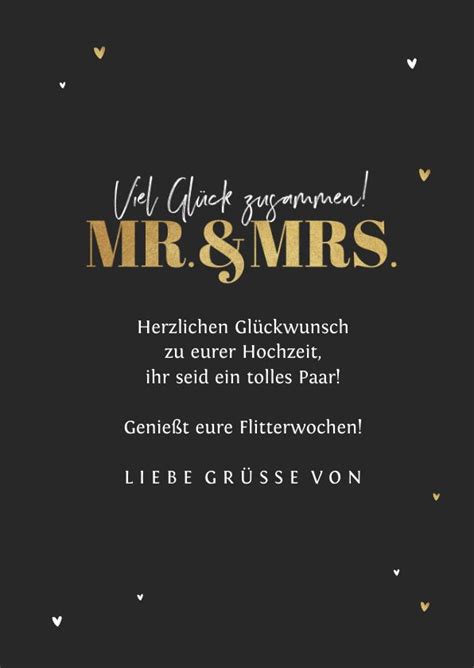 Hochzeit Gl Ckwunschkarte Mr Mrs Gold