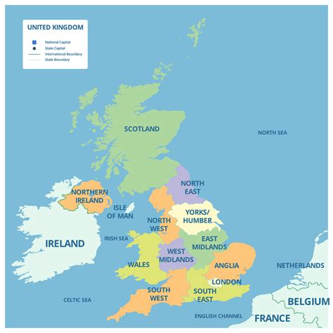 United Kingdom Map With Surrounding Borders 21238642 Vector Art At Vecteezy