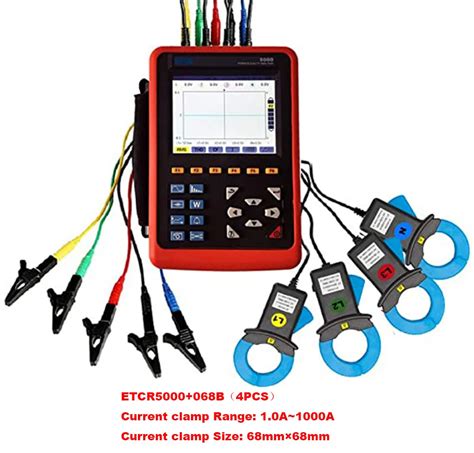 Etcr5000 Power Quality Analyzer 3 Phase Power Energy Meter With 4 Current Clamp Sensor Range