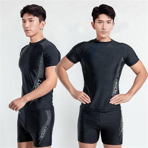 Swimsuit Men S Swim Trunks New Short Sleeved Five Point Pants Full Body Suit Hot Spring Swimming