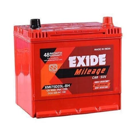 Capacity 60AH Exide Mileage Ml Din60 At Rs 6800 In Bengaluru ID