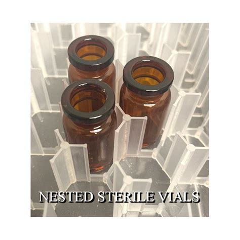 Iso 6r Amber Sterile Open Vials Depyrogenated Nested Tray Of 96 Pieces