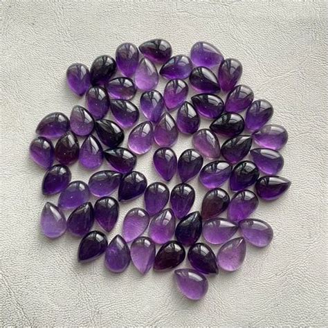 Drops Polished Natural Purple Amethyst X Mm Pear Cabochon For