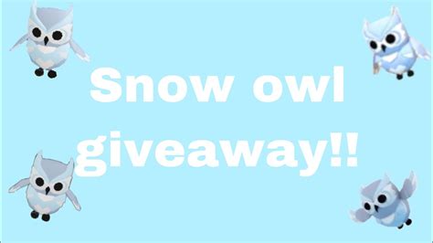 Snow Owl Giveaway On Adopt Me YouTube