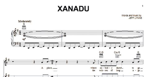 Xanadu Piano Vocal And Guitar Chords Right Hand Melody Print Now