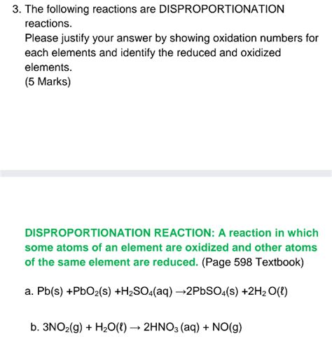 Solved 3. The following reactions are DISPROPORTIONATION | Chegg.com