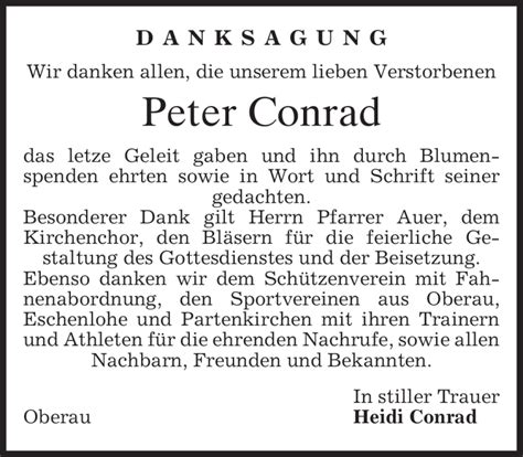 Traueranzeigen Von Peter Conrad Trauer Merkur De