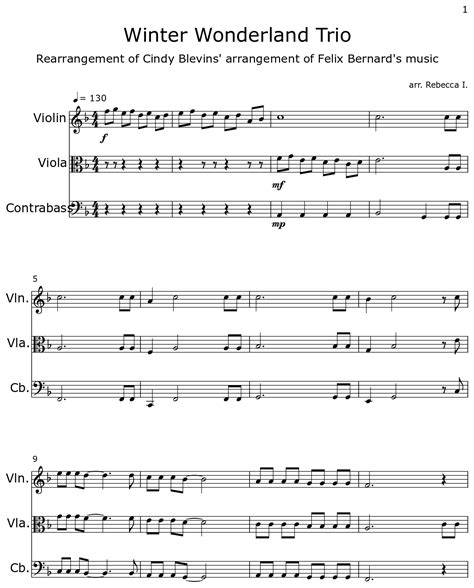 Winter Wonderland Trio Sheet Music For Violin Viola Contrabass