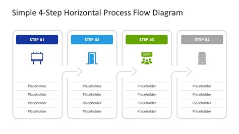 Simple Step Horizontal Process Flow Diagram Powerpoint Template