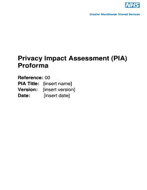 Fillable Online Privacy Impact Assessment Pia Proforma Fax Email