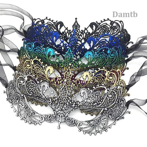 Damtb Black Lace Gilded Masquerade Mask Halloween Props Cosplay Accessories Party Supplies