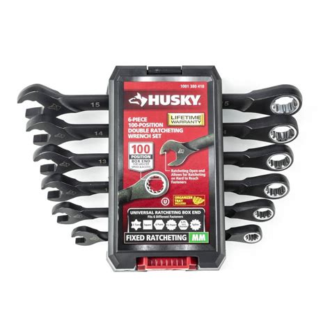 Husky 100 Position MM Double Ratcheting Wrench Set 6 Piece