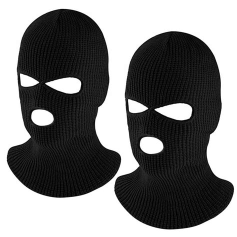 2 Pieces 3-Hole Full Face Ski Mask, Unisex Knitted Face Neck Warm Mask ...