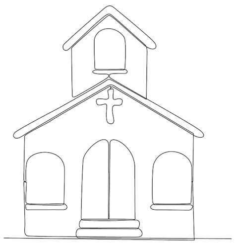 Premium Vector | Church in continuous line art drawing style. Abstract ...