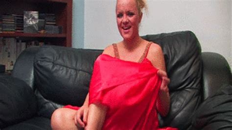 PA Gorgeous Sultry Frankie Babe Flahses Us Her Knickers As She Lifts Up The Hem Of Her Red