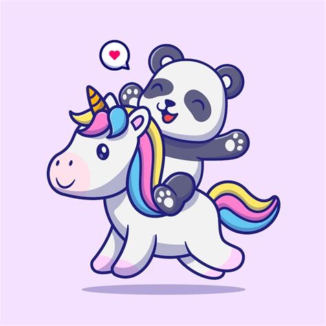 Premium Vector Cute Panda Playing With Unicorn Cartoon Vector Icon