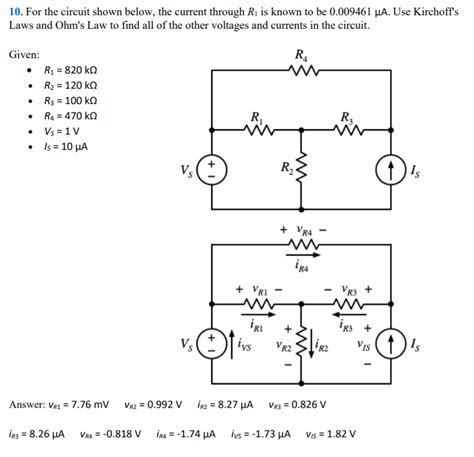 Solved 10 For The Circuit Shown Below The Current Through Chegg