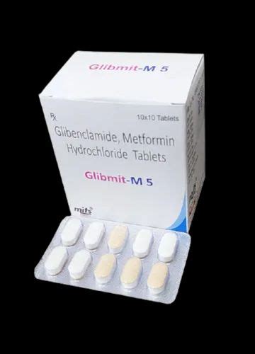 Glibenclamide 5 Mg Metformin 500 Mg Packaging Size 10 X 10 Tablets At