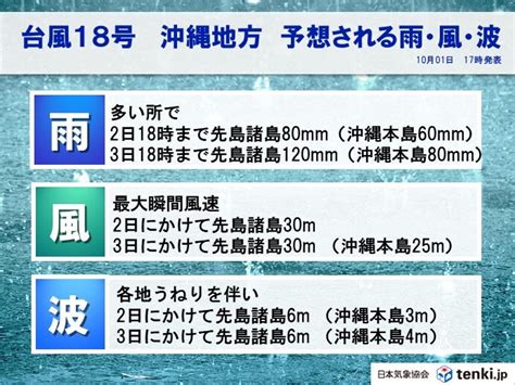 大型で猛烈な台風18号 非常に強い勢力で先島諸島に接近 動き遅く影響長引くおそれ（tenkijp）｜dメニューニュース（nttドコモ）