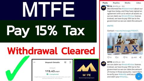 Mtfe Latest Announcement Tax Pay Withdrawal Started Mtfe New