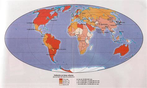 Mapa de Población Mundial Densidad Demografica y Megalopolis