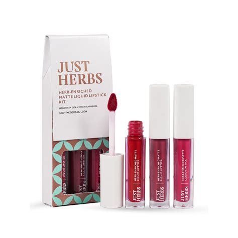 Buy Just Herbs Matte Liquid Lipstick Set of 3 (Hibiscus Red, Peony Pink ...