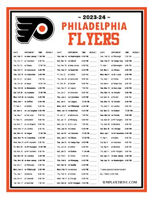 Philadelphia Flyers Schedule Printable