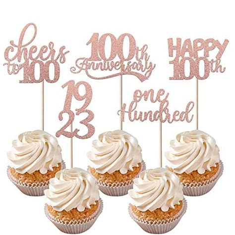 Rsstarxi Pack Happy Th Birthday Cupcake Toppers Rose Gold One