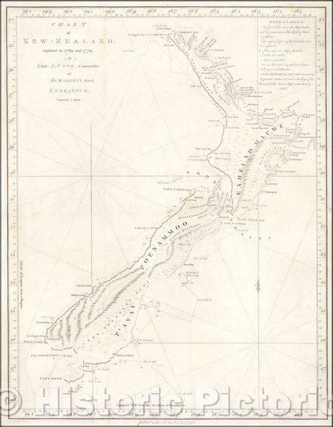 Historic Map - Chart of New-Zealand, explored in 1769 and 1770, 1773, James Cook v1