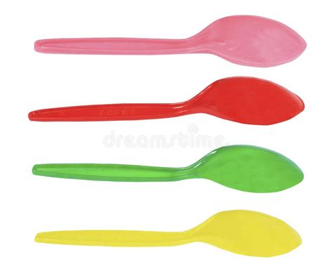 Multi Colored Plastic Spoons Stock Photo Image Of Equipment Simple