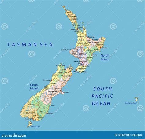 New Zealand Highly Detailed Editable Political Map With Labeling