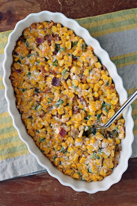 Creamy Corn With Bacon And Jalapenos Emily Bites